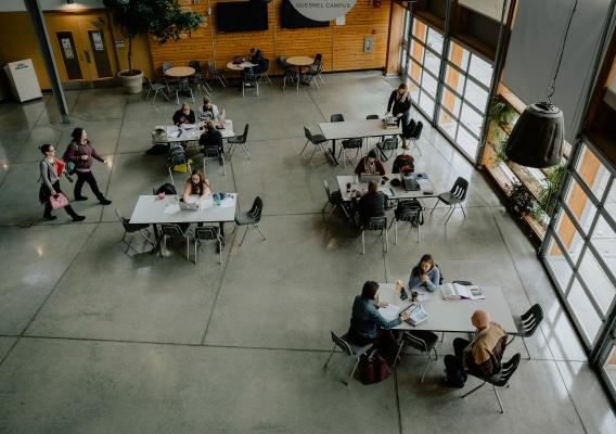 Birds-eye view of venue space at the College on New Caledonia